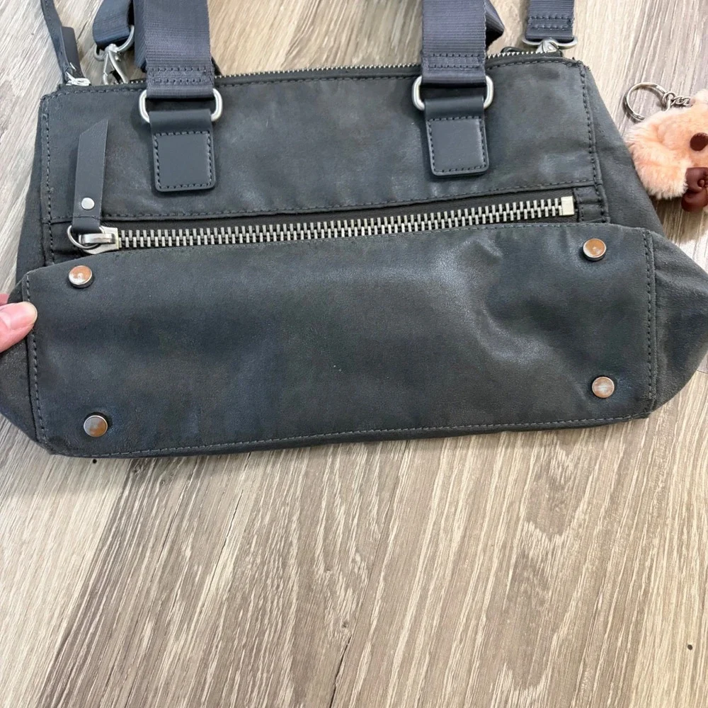 Kipling Charcoal Gray Crossbody Satchel‎ Bag Coated Nylon Monkey Travel 11x8x4